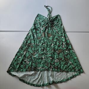 Patagonia Dress Womens Medium Green Brown Geometric Halter Organic Cotton Tencel